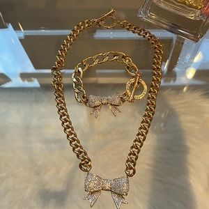 Y2K Juicy Couture bow necklace and bracelet set
